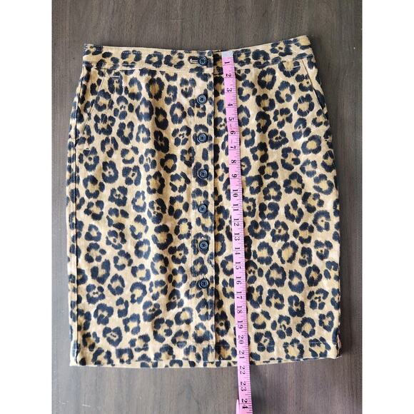 Lauren Ralph Lauren Linen Cotton Button Front Leopard Print Mini Skirt Size 6P - Picture 8 of 8
